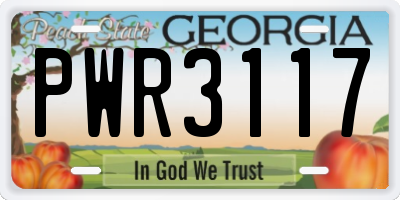 GA license plate PWR3117