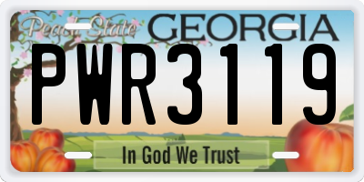 GA license plate PWR3119