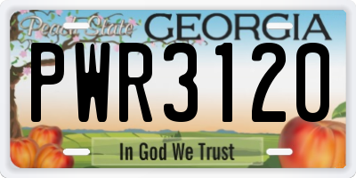 GA license plate PWR3120