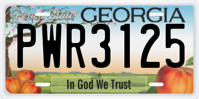 GA license plate PWR3125