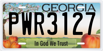 GA license plate PWR3127