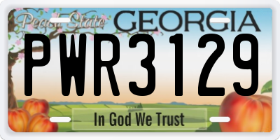 GA license plate PWR3129