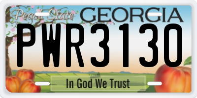 GA license plate PWR3130