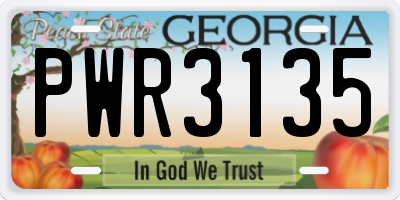 GA license plate PWR3135