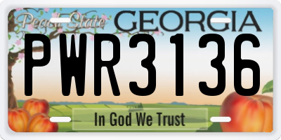 GA license plate PWR3136