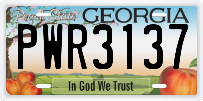 GA license plate PWR3137