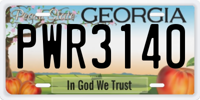 GA license plate PWR3140