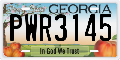 GA license plate PWR3145