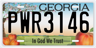 GA license plate PWR3146