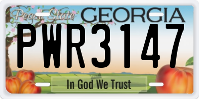 GA license plate PWR3147