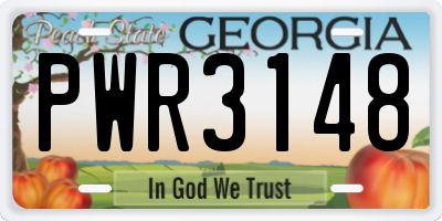 GA license plate PWR3148