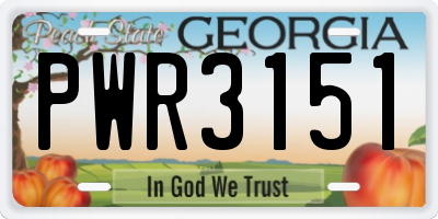 GA license plate PWR3151