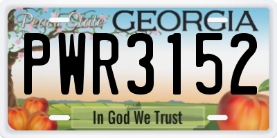 GA license plate PWR3152