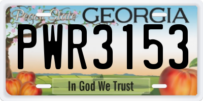 GA license plate PWR3153