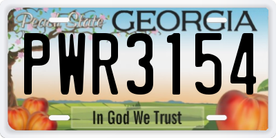 GA license plate PWR3154