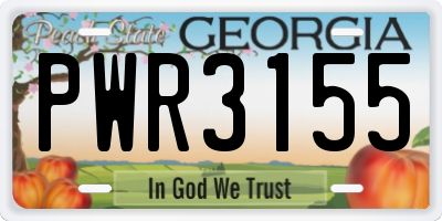 GA license plate PWR3155