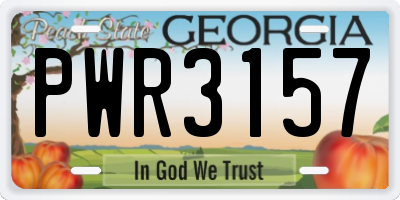 GA license plate PWR3157