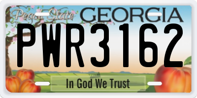 GA license plate PWR3162