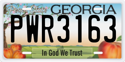GA license plate PWR3163