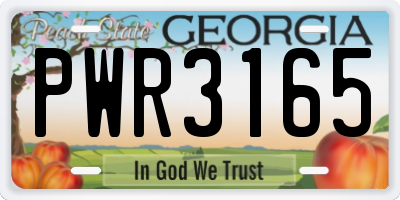 GA license plate PWR3165