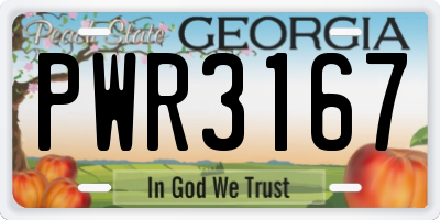 GA license plate PWR3167