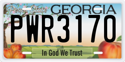 GA license plate PWR3170