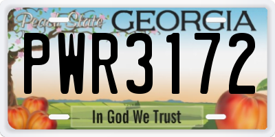 GA license plate PWR3172