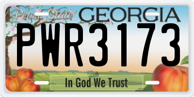 GA license plate PWR3173