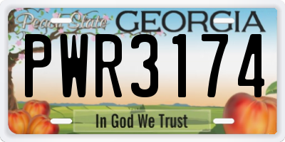 GA license plate PWR3174