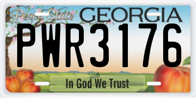 GA license plate PWR3176