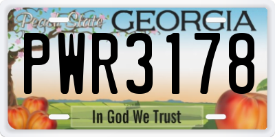 GA license plate PWR3178