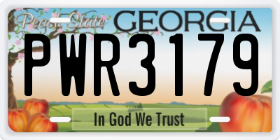 GA license plate PWR3179