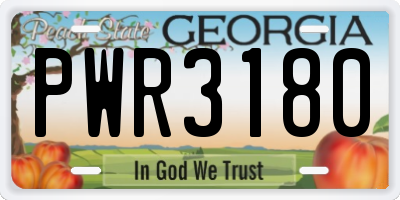 GA license plate PWR3180