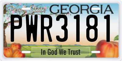 GA license plate PWR3181