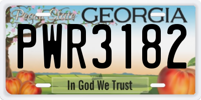GA license plate PWR3182