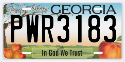 GA license plate PWR3183