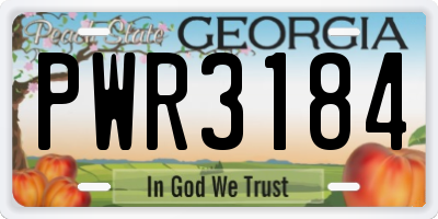 GA license plate PWR3184