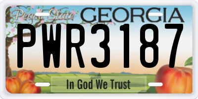 GA license plate PWR3187