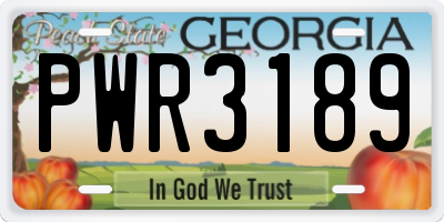GA license plate PWR3189