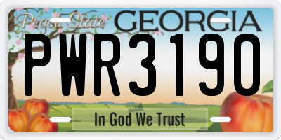 GA license plate PWR3190