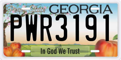 GA license plate PWR3191