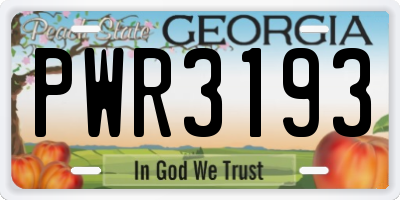 GA license plate PWR3193