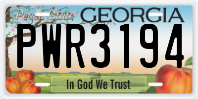 GA license plate PWR3194