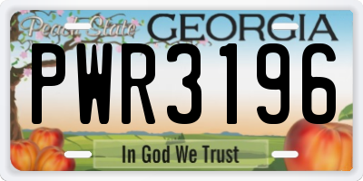 GA license plate PWR3196