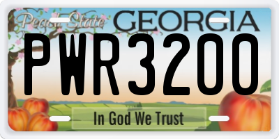 GA license plate PWR3200