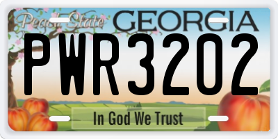 GA license plate PWR3202