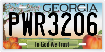 GA license plate PWR3206