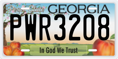 GA license plate PWR3208