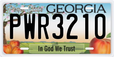 GA license plate PWR3210