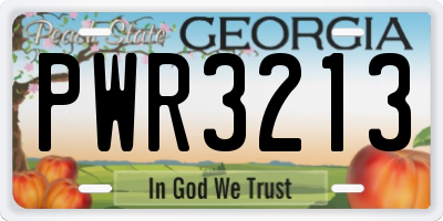 GA license plate PWR3213